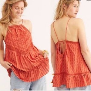 Free people Elisa embroidered rust colored tunic